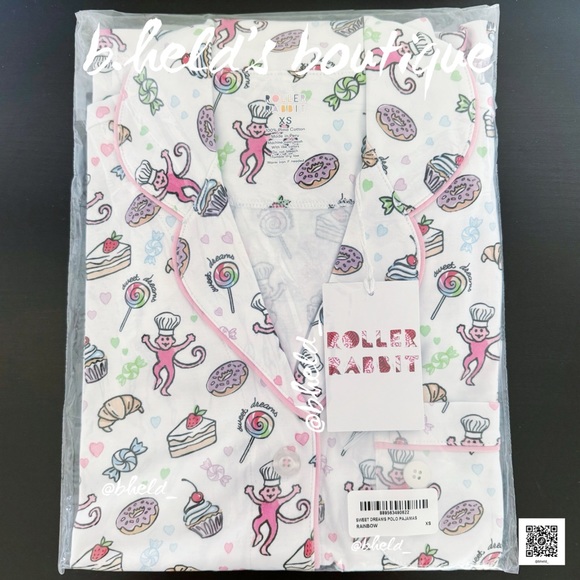 Roller Rabbit Sweet Dreams Polo Pajamas in Rainbow Size XS Brand New NWT - Picture 13 of 14